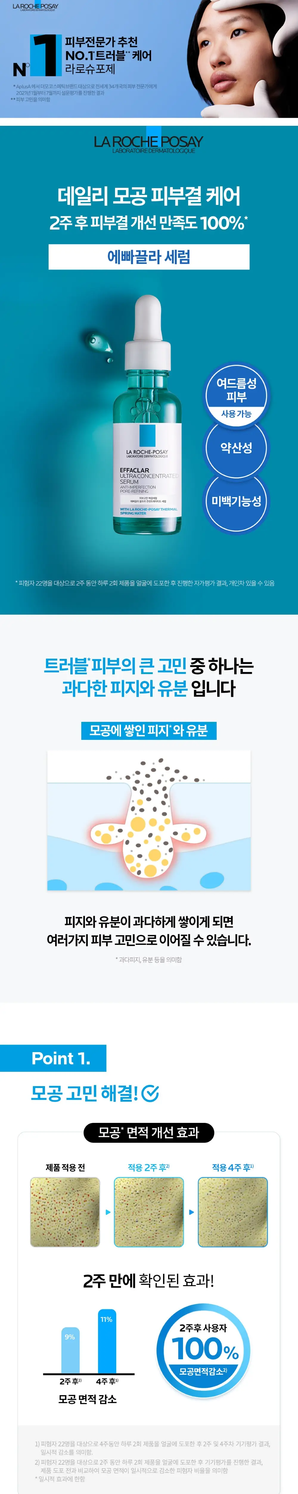 [모공결데일리앰플] 라로슈포제 에빠끌라 울트라 컨센트레이티드 세럼 30ml 상세페이지 1